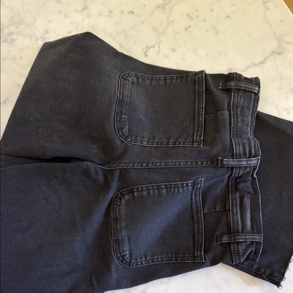 Zara Girls Black Wide Leg Jeans 11–12 152 Raw Hem